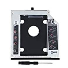 Jeanoko 2:a HDD SSD Caddy SATA 3.0 hårddiskfodral i aluminium 12 7 mm universal för bärbar dator CD/DVD-ROM optiskt fack