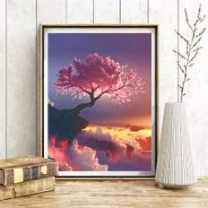 5D DIY Diamantmålning Sakura Tree Volcano Broderi Korsstygn Strass Mosaikmålning 20X30CM
