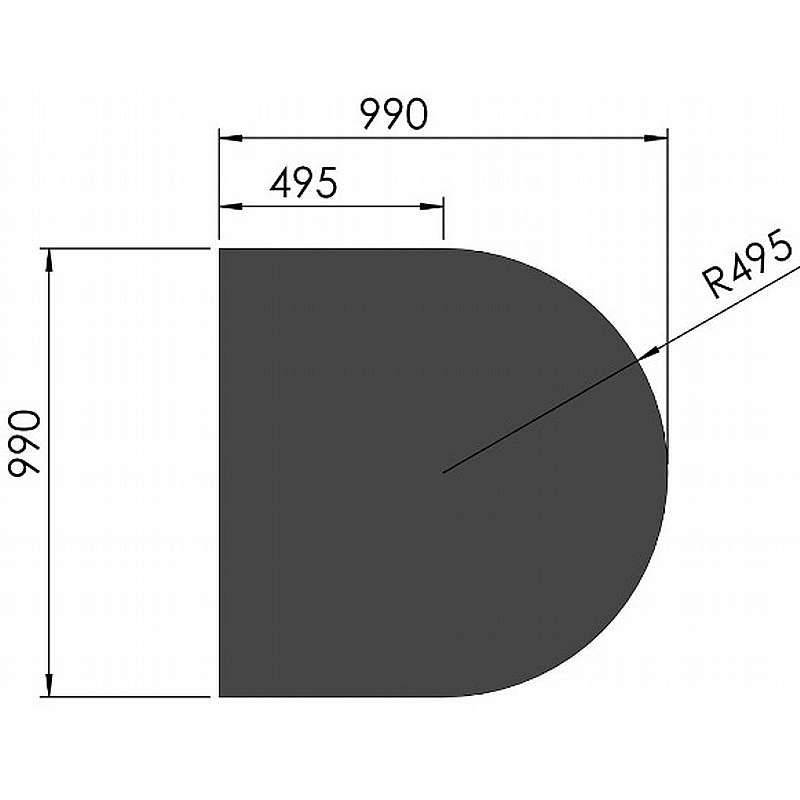 Halvrund stålgulvplade - 2mm - sort - A:100 x B:100cm
