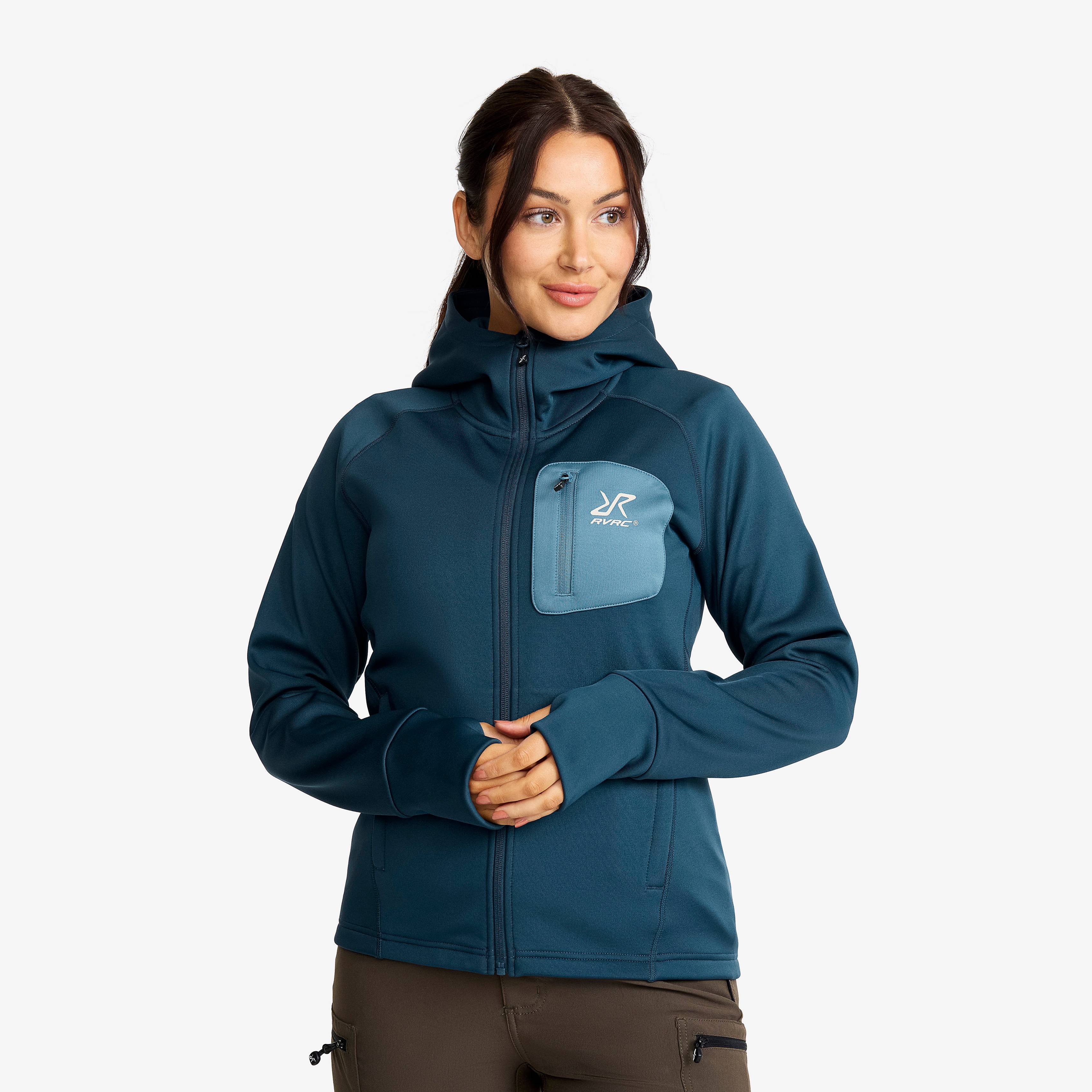 Evolution Stretch Fleece Hoodie Dame Moonlit Ocean/Stellar, Størrelse:4XL - Dame > Overdele > Fleece & Midlayers