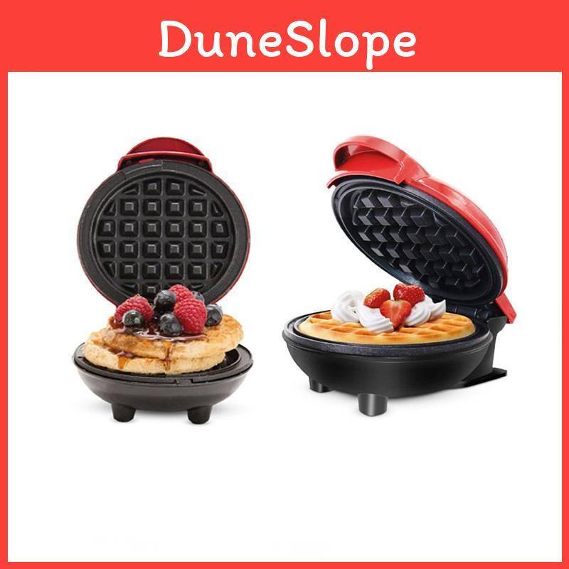 Mini våffeljärn non-stick kompakt hemmabruk barns bakapparat med logotyp för frukostmatlagning red