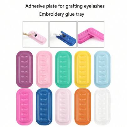 100 st Ögonfranslimhållare Pall Lash Extension Adhesive Stand Kuddar Remsformad plastpackning Palett Lash Artist Tillbehör - Multifärgad