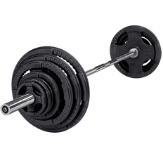 Body Solid - 127,5 kg set i Järn inkl. Olympisk skivstång (Val av stång: 180 cm stång) - Gympaket