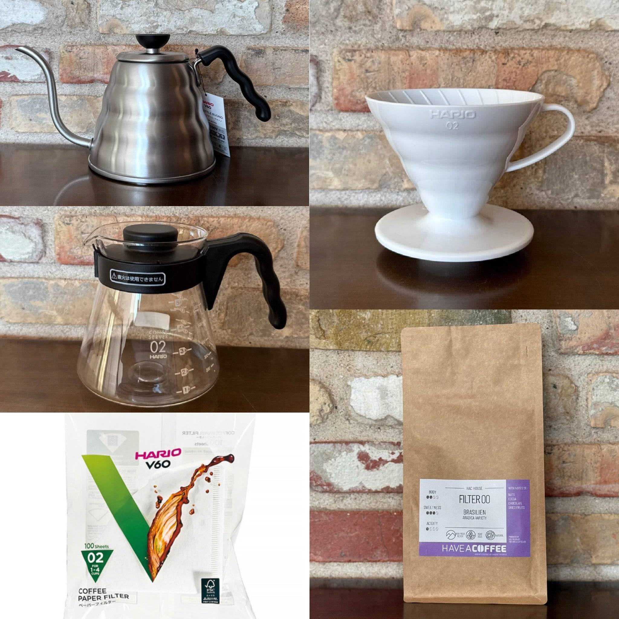 Hario V60-02 Startpakke inkl. Specialty Kaffe - Tilsendt med Filter 03 bønner