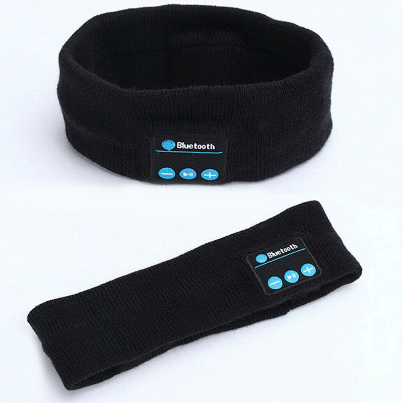 Bluetooth-sportpannband hifi-hörlurar trådlös hörlurar stereoheadset sömnögmaskspelare med mikrofon - Svart