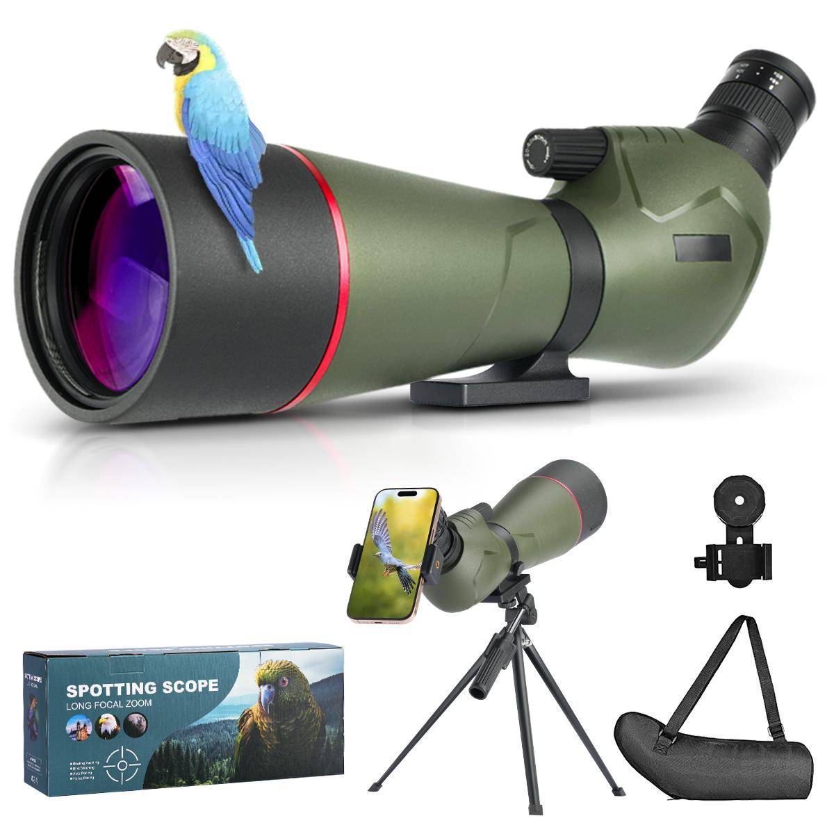 KENTFAITH 20-60x80 Spotting Scope with Tripod & Phone Adapter, FMC Lens with BAK4 Prism, for Bird Watching, Hunting, Target Shooting, Wildlife Observation, Kentfaith