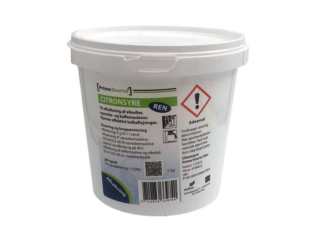 Citronsyre pulver Prime Source til afkalkning 1 kg.