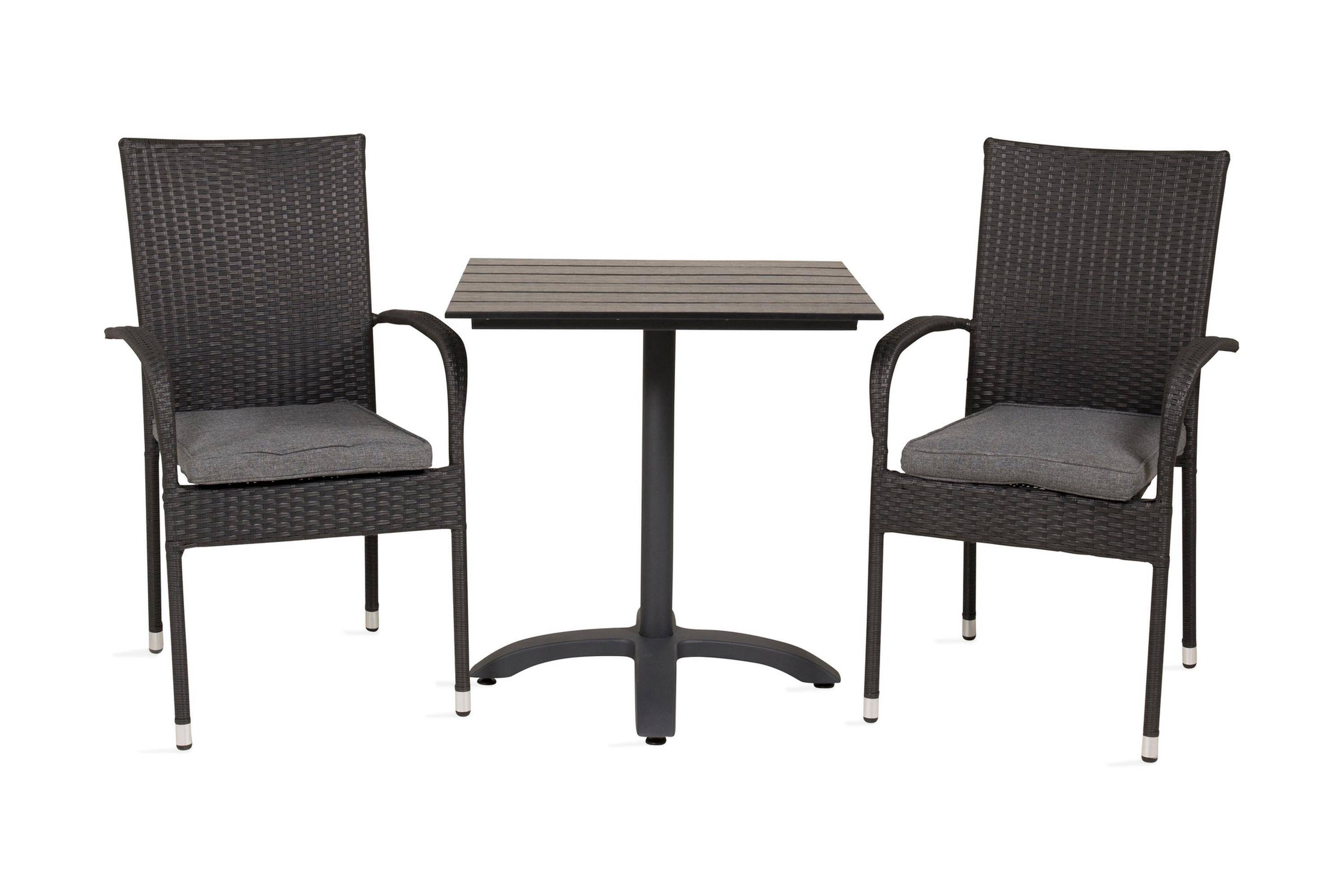 Venture Home Colorado Caféset 70 cm + 2 Anna Karmstolar - Svart Caféset
