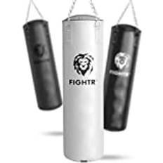 FIGHTR® Boxningssäck fylld/ofylld – extremt robust och hållbar | Boxningssäck set inkl. 4-punkts stålkedja 120 cm 30 kg för boxning, kickboxning, MMA, Muay Thai och andra kampsporter