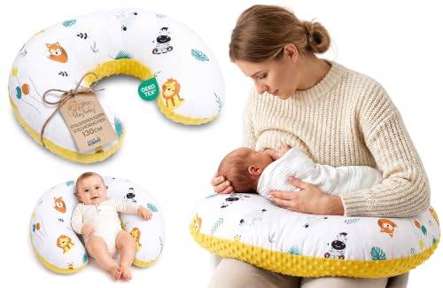 Amningskudde baby 130 cm C-form nyfödd Nursing Pillow halvmåne | spädbarn amningsstöd · avtagbart Minky-överdrag tvättbar · ergonomisk mjuk bekväm · OEKO-TEX · Safari