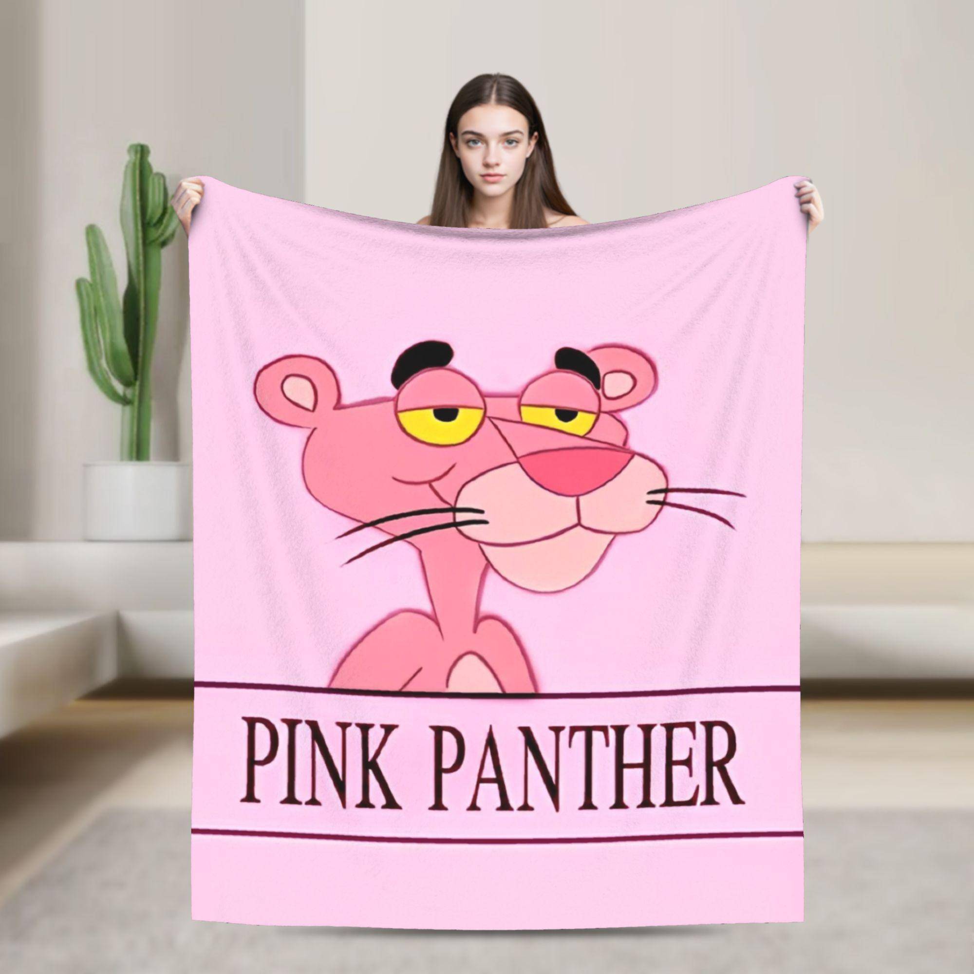Pinks Panthers Filt Sammet Mjuk Pläd för Sängkläder Soffa Säng Matta