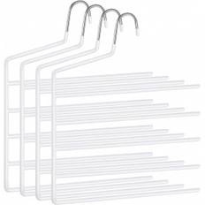 4-pack Byxhängare Galge med 5 stänger i Metall, Halkfri, Vit