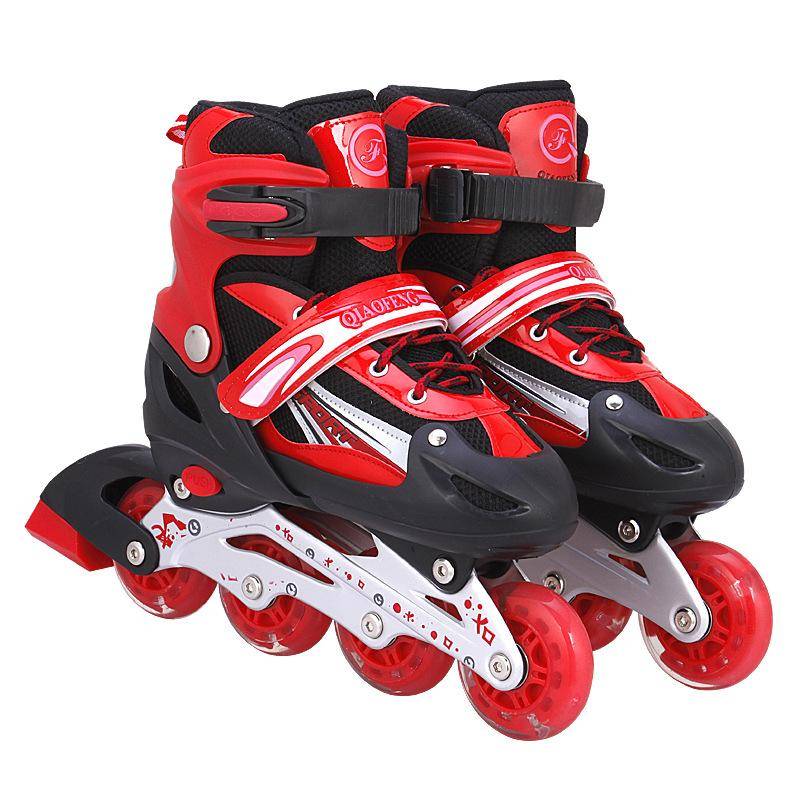 Mode Barnskridskor för Herr och Dam, Vuxen Justerbara Inline Rullskridskor, Andningsbara Halkfria Mjuka Rullskridskor M (size 33-37) röd