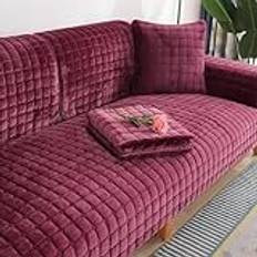TAUIANE Sofa Slipcover Corner 3/2/1/4 Seater Sofa Cover L Shape Couch Cover Velvet Thick Sofa Protector Washable for Sectional Couch,13 purple red,90 * 70cm
