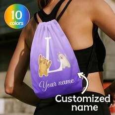 1pc Customized Personalized Name Drawstring Backpack, Customized Initial & Name Drawstring Backpack, Cartoon Element Design, Exclusive Travel Bag, Lig - Multicolor - L,M,S