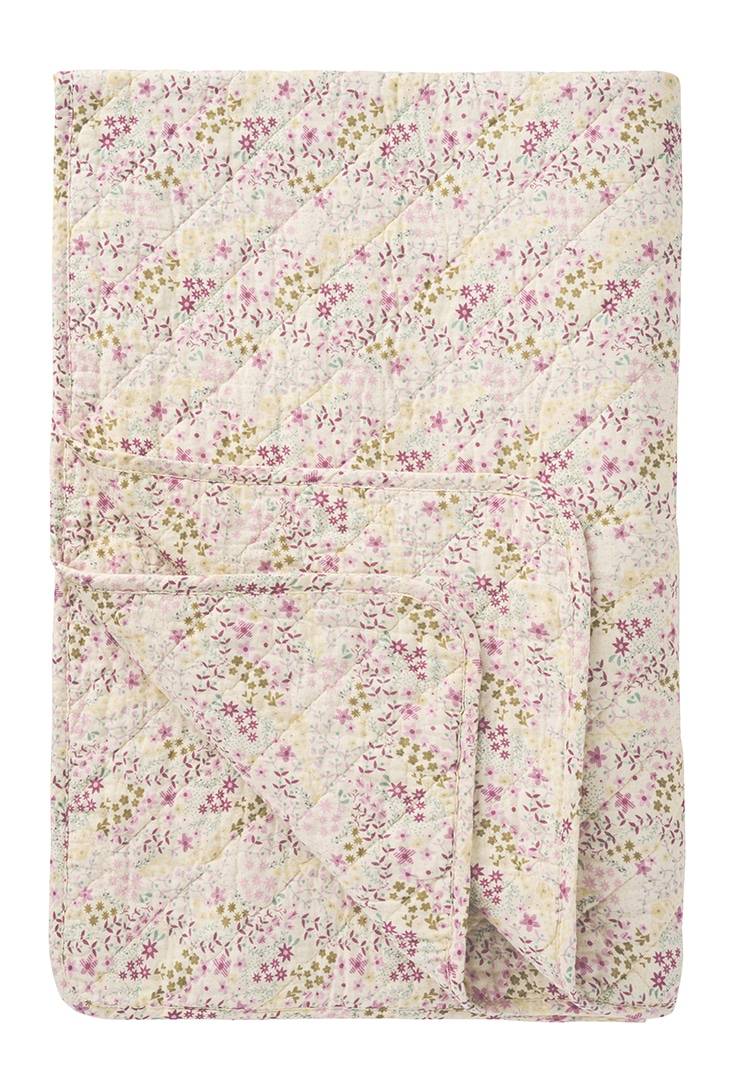 QUILT PLAID - pastel gul m/ pink blomster