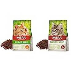 MERA Cats All Cats Huhn, Trockenfutter für ausgewachsene Katzen & Cats Sensitive Adult Insect, Trockenfutter für sensible Katzen