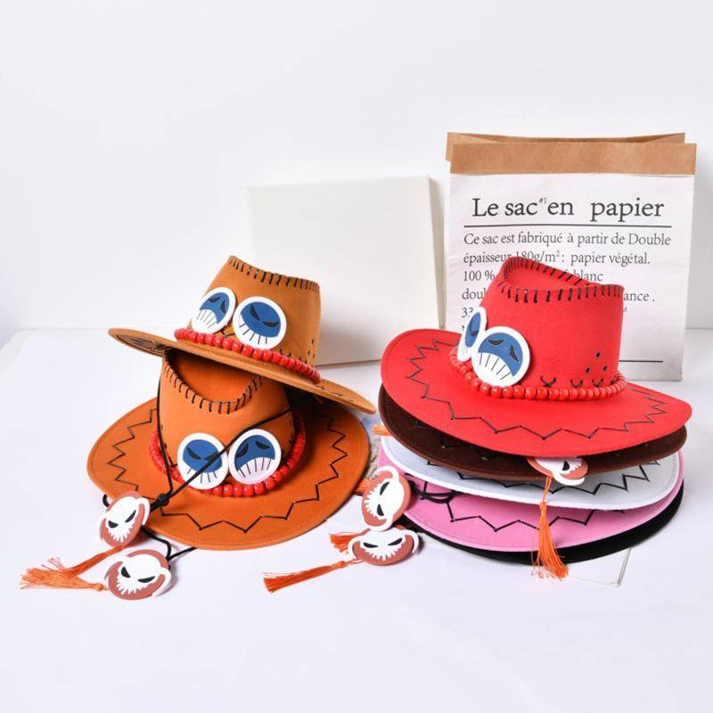 Anime One Piece Ace Jazzhatt Cosplay Hattar Luffy Ace Orange Cowboyhatt För Barn Vuxen Halloween Karneval Cosplay Tillbehör orange