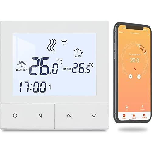 Beok Tuya Wifi Golvvärme Termostat,Smart Termostat,Programmerbar Elektrisk Golvvärme Termostat med Extern Sensor kompatibel med Tuya Smart/Alexa/Google Home 16A TDS72-WIFI-EP