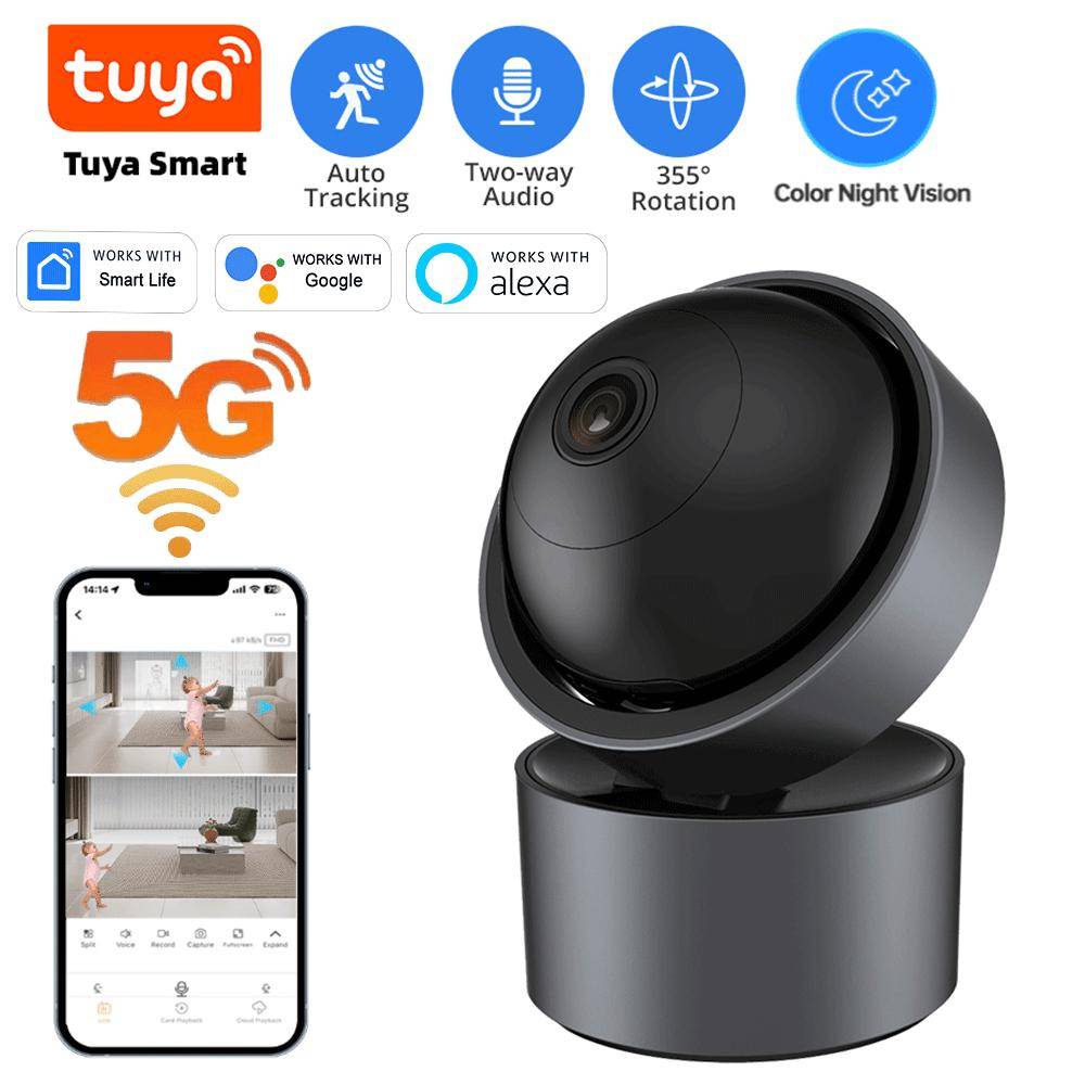 5MP 5G Wifi Tuya Smart Home Inomhusövervakningskamera Trådlös IP Säkerhetsmonitor AI Människodetektering Auto-spårning