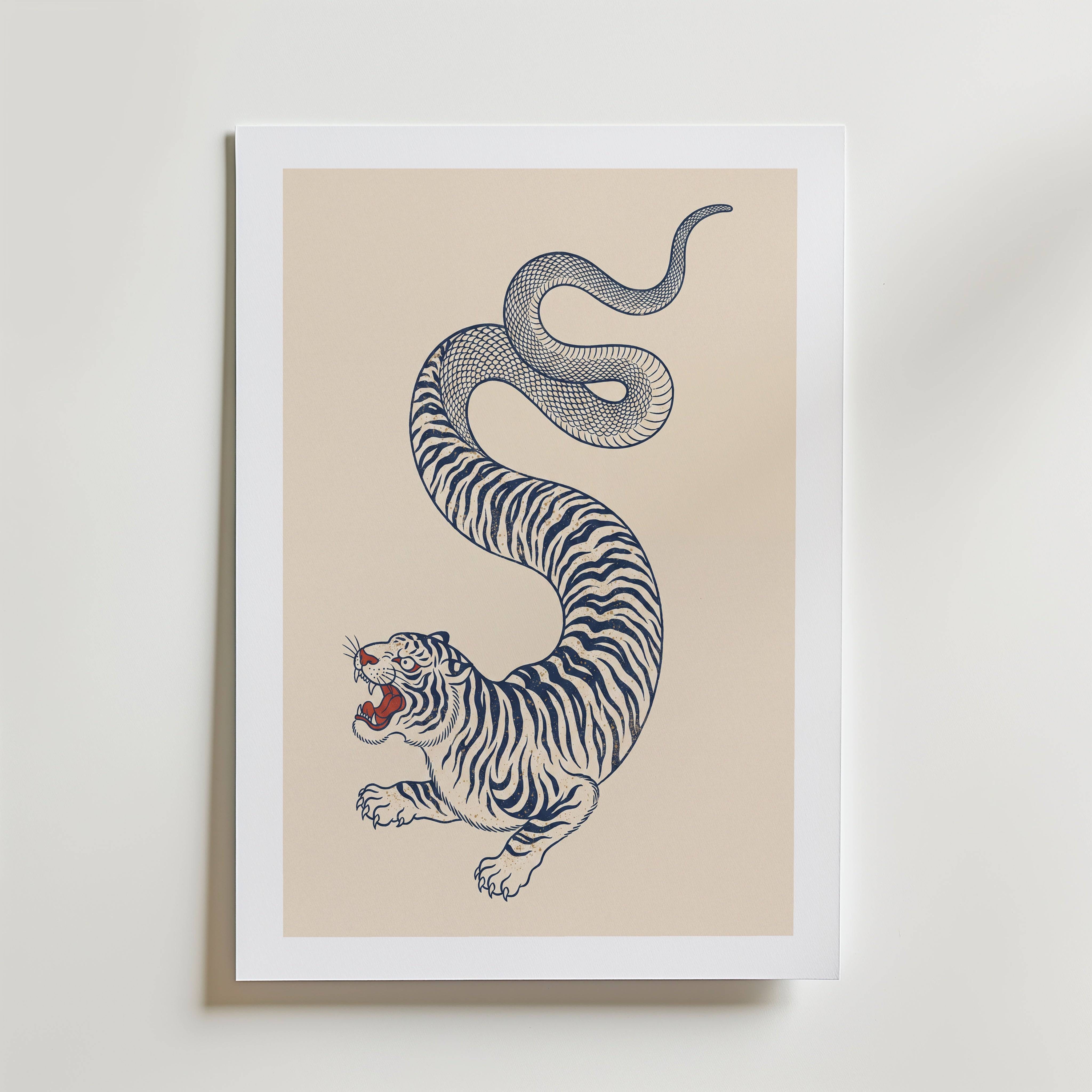 Tiger Serpent I Poster - Fine Art Poster 40x50 cm Med passepartout