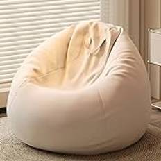 Bean Bag Stol, Golvsoffa med handtag, Bean Bag Stolar for vuxna och barn, Tonåringar Vardagsrum Bean Bag, Accent Soffa Stol med ficka for spel Läsning Avkopplande(White,A)