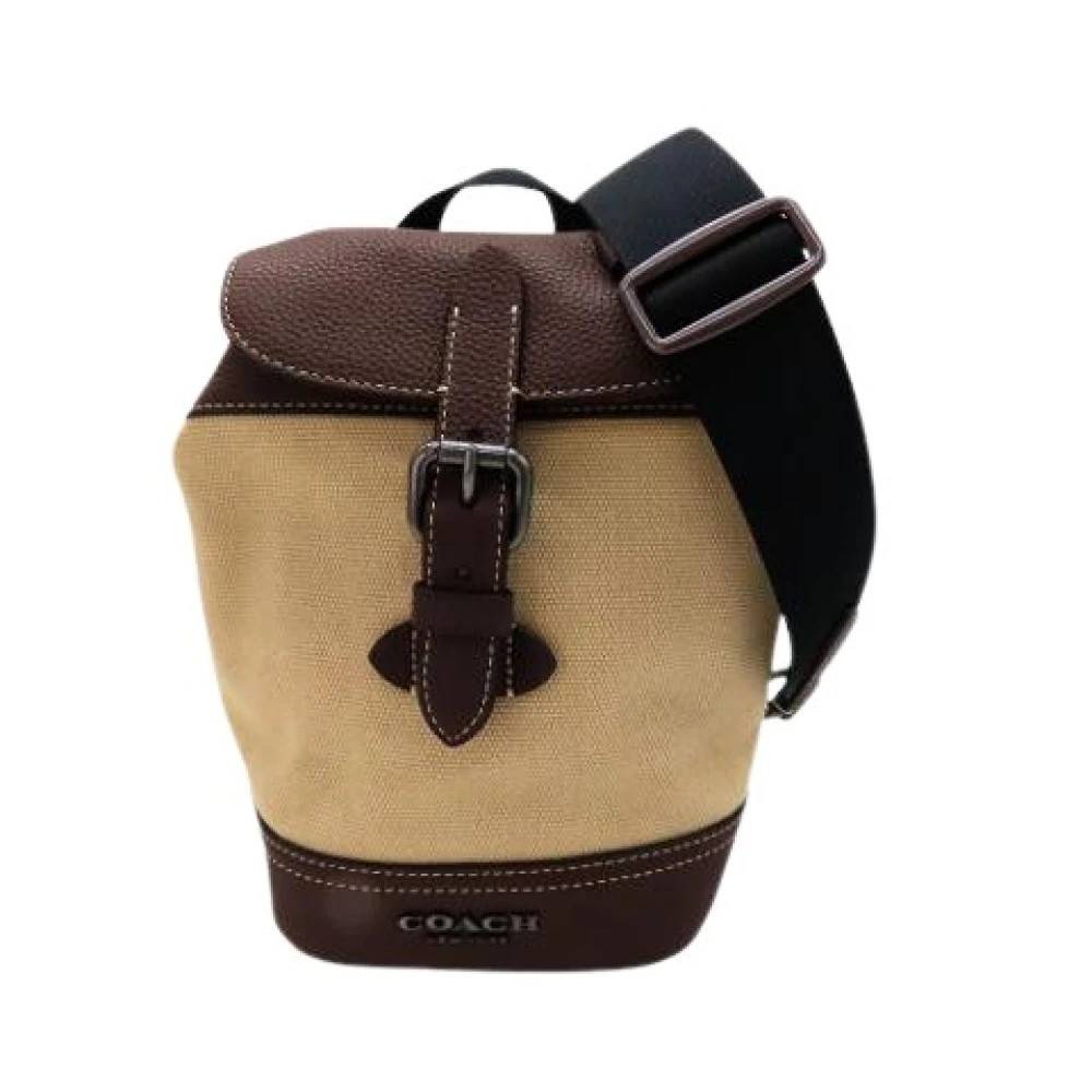 Coach Pre-owned Pre-owned Hudson Small Pack Canvas Leather Skuldertaske - Vintage - Herre - Beige - ONE SIZE - Uld