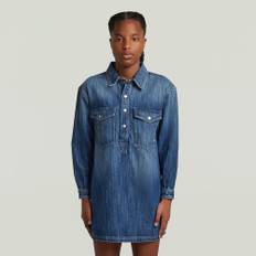 Girls Dress Shirt Collar Denim - Medium blue - girls - 140