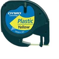 Dymo Letratag plasttape 12mm x 4m, farve hvid, klar, gul, rød, grøn eller blå.