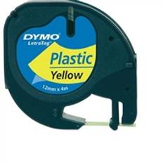 Dymo Letratag plasttape 12mm x 4m, farve hvid, klar, gul, rød, grøn eller blå