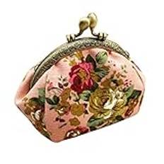 Blomplånbok kvinnor handväska damväska vintage kuvertväska hasp liten retro plånbok plånbok barn (rosa, en storlek)