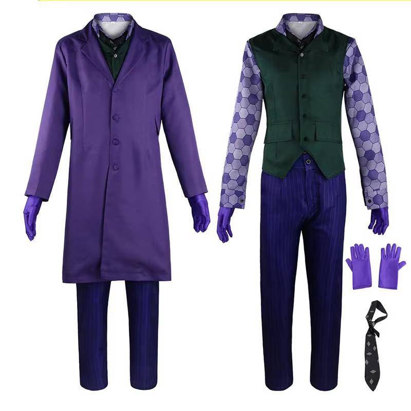 The Joker Cosplay Kostym Clown Komplett Set Kappa Skjorta Väst Slips Kostym Outfits Joker Komplett Set För Män Halloweenkostymer cm