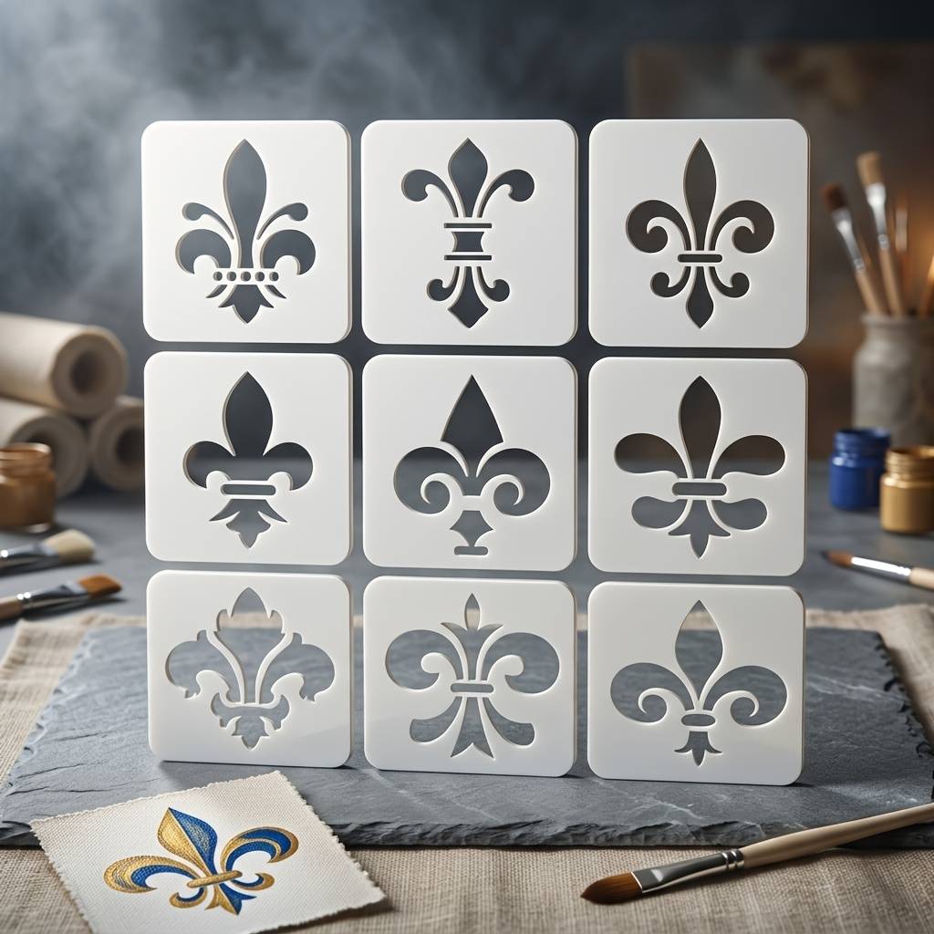 9pcs Reusable Mylar Stencils Suitable For Painting On Wood, Fabric, Wall - Templates With Patterns, Diy Crafts, Home Decor, Suitable For Woodworking, Fabric Crafts & Wall