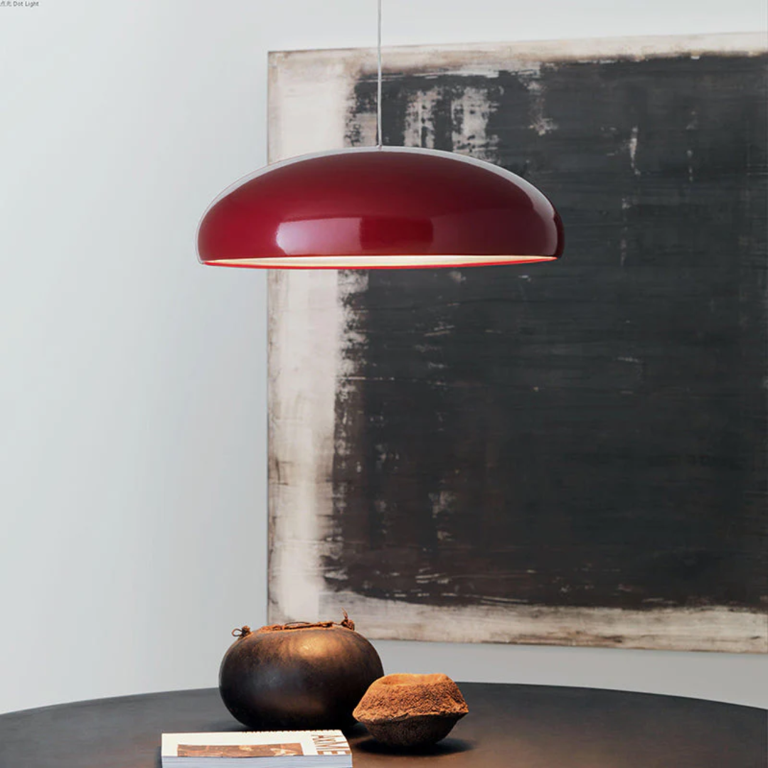 SerenaGlow – Elegant Rund LED Hänglampa - Bordeauxröd / Diameter 45 cm