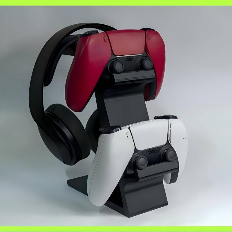 TEMU 3-in-1 For Ps5 Controller Stand For Desk With Headset Holder, Gaming Organizer For 2 Gamepads & 1 Headphone, Non-charging Desktop Dock For Playstation 5, For , White And Black