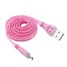 Smiley Micro USB-kabel för JBL Flip 4 LED-ljus Android Smartphone USB-laddare anslutning (blek rosa)