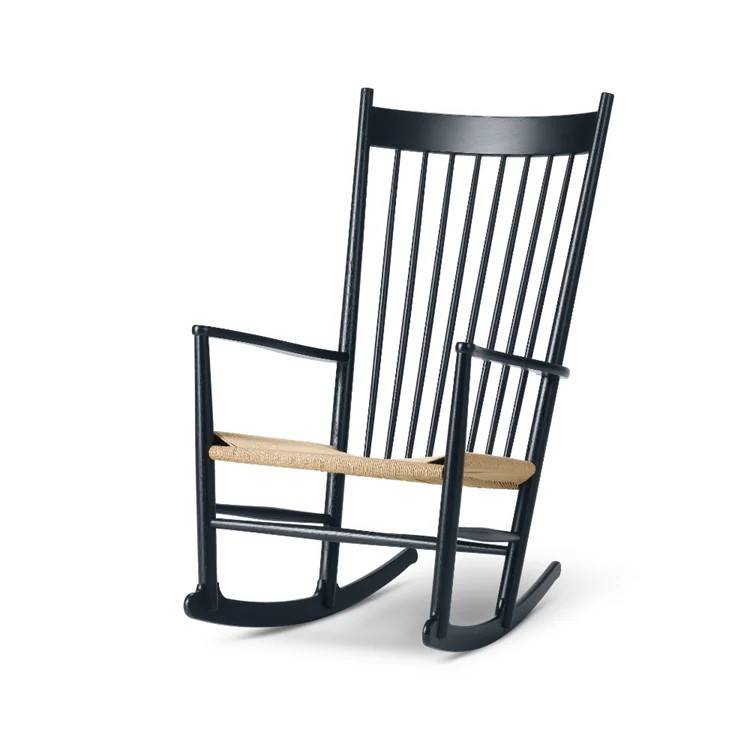 Fredericia Furniture Wegner J16 Gungstol Oak Svart Lacquer/Natural Paper Cord
