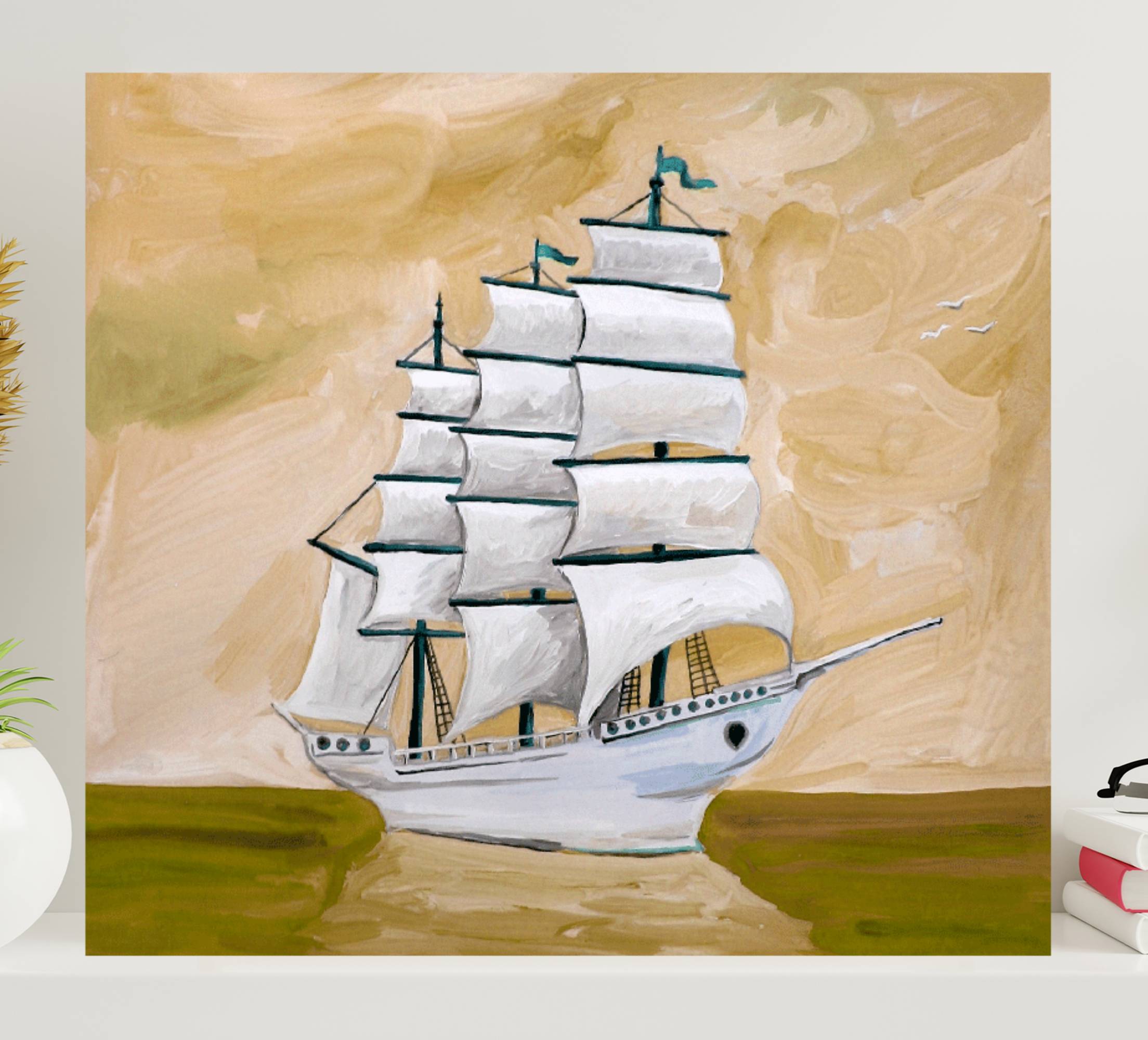 Målad fartyg nautiskcanvas tavla canvas tavla