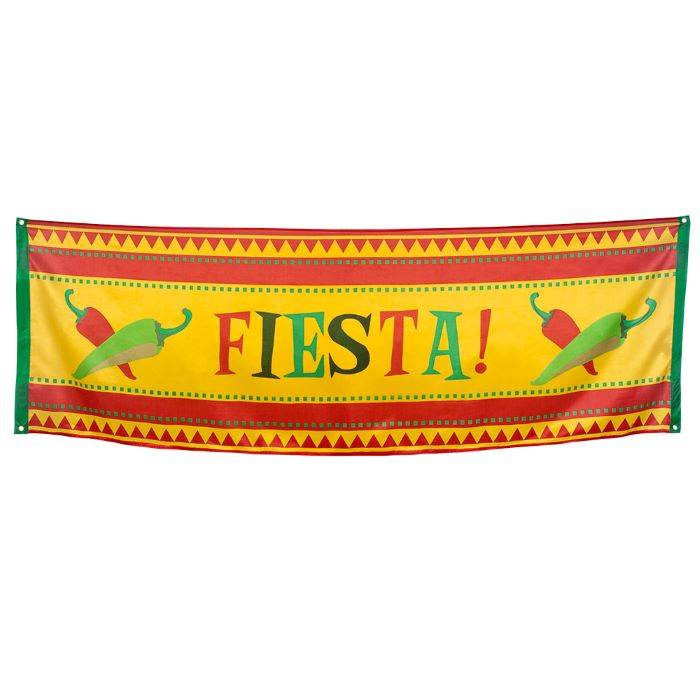 Mexicansk fiesta banner med chillier - 220x74 cm.