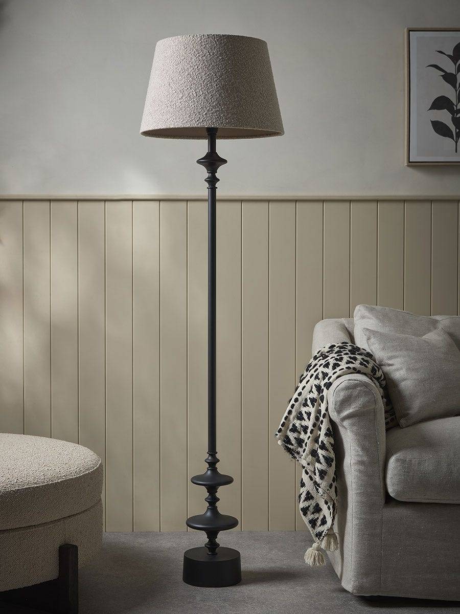 Matte Black Boucle Floor Lamp
