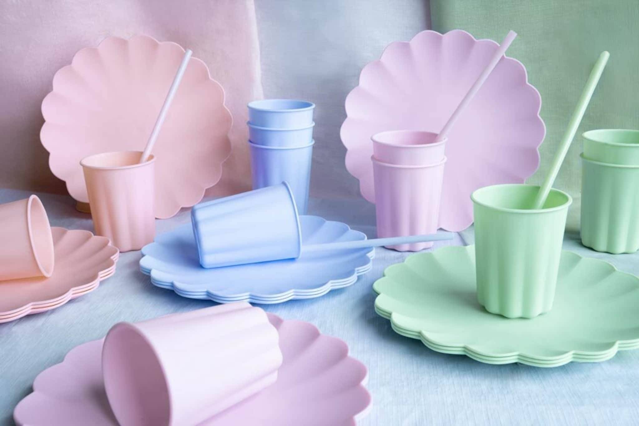 Plasttallrikar, Pastellblå 22 cm 4-pack