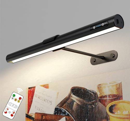 GOVSSING Bildlampor för vägg, 4 000 mAh batteridrivna vägglampor med fjärrkontroll, 3 färgtemperaturer och justerbar ljusstyrka, 39,9 cm uppladdningsbart väggljus, minne och timerfunktioner