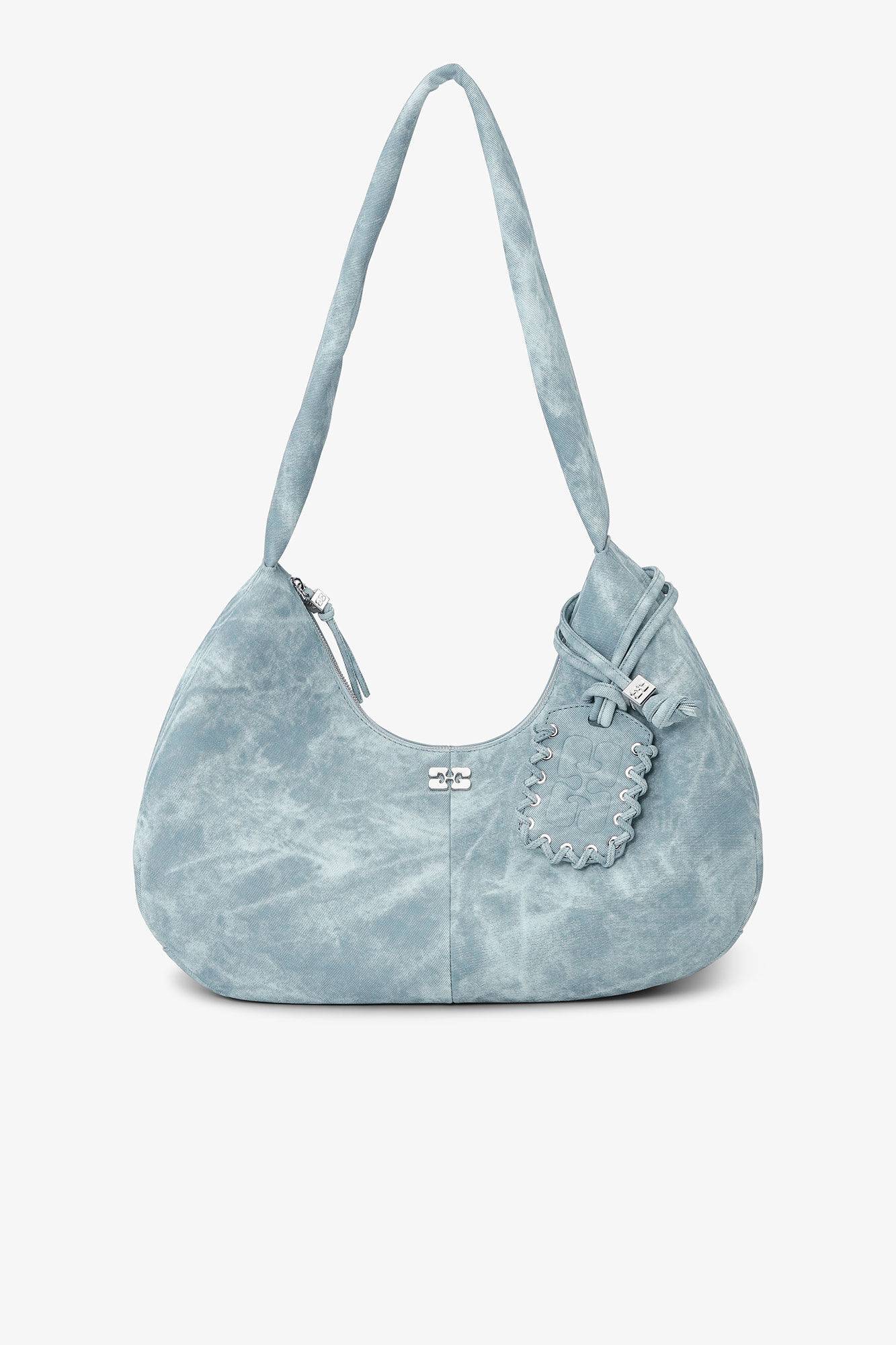 GANNI Bleget medium Hobo taske Celestial Blå