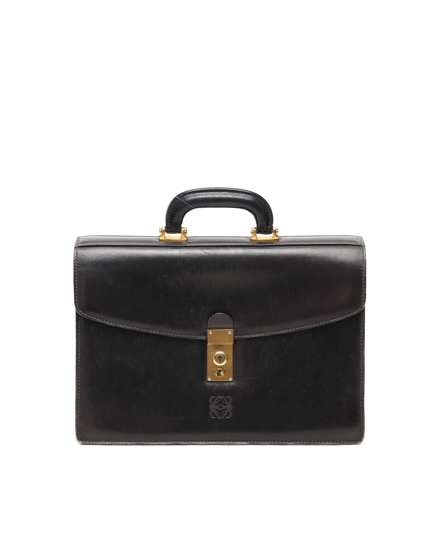 Loewe Leather Business Bag - Black (One Size)