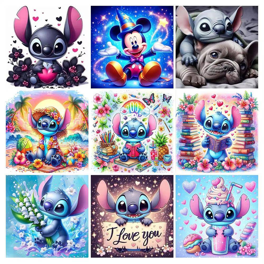 Disney Diamantmålning Lilo & Stitch Diamantbroderi Strass av Bild Mosaikkonst Korsstygnsset Heminredning