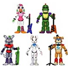 Funko Five Nights at Freddy's Security Breach Action Figure Set of 5 – Glamrock Chica, Montgomery Gator, Roxanne Wolf, Vanny, Glamrock Freddy Bundle