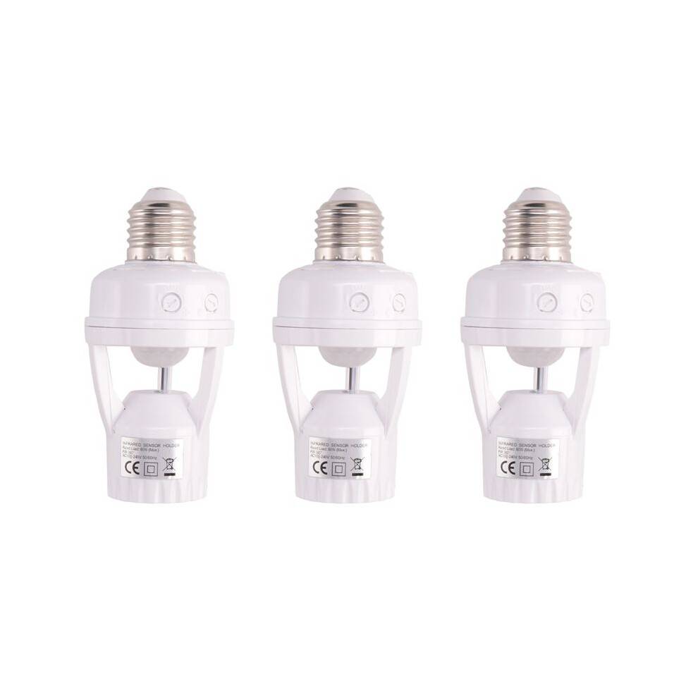 3X E27 LED 220V Screw Light Bulb Holder LED PIR Infrared Motion Sensor Lamp with Socket Identify
