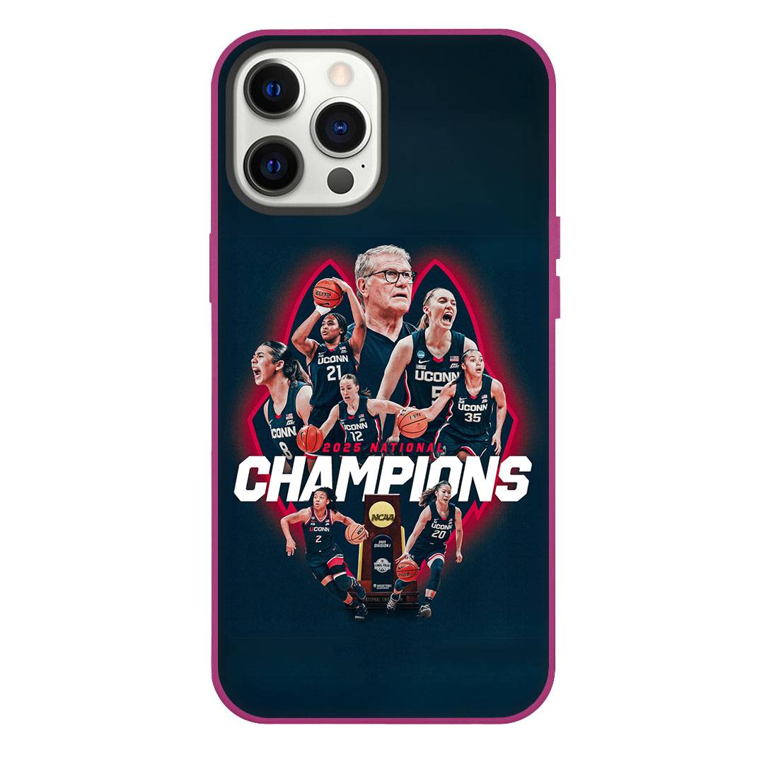 Uconn Huskies Womens Basketball Team Phone Case For iPhone Samsung Galaxy Pixel OnePlus Vivo Xiaomi Asus Sony Motorola Nokia - Uconn Huskies 2025 National Champions Team Sticker On Dark Background.