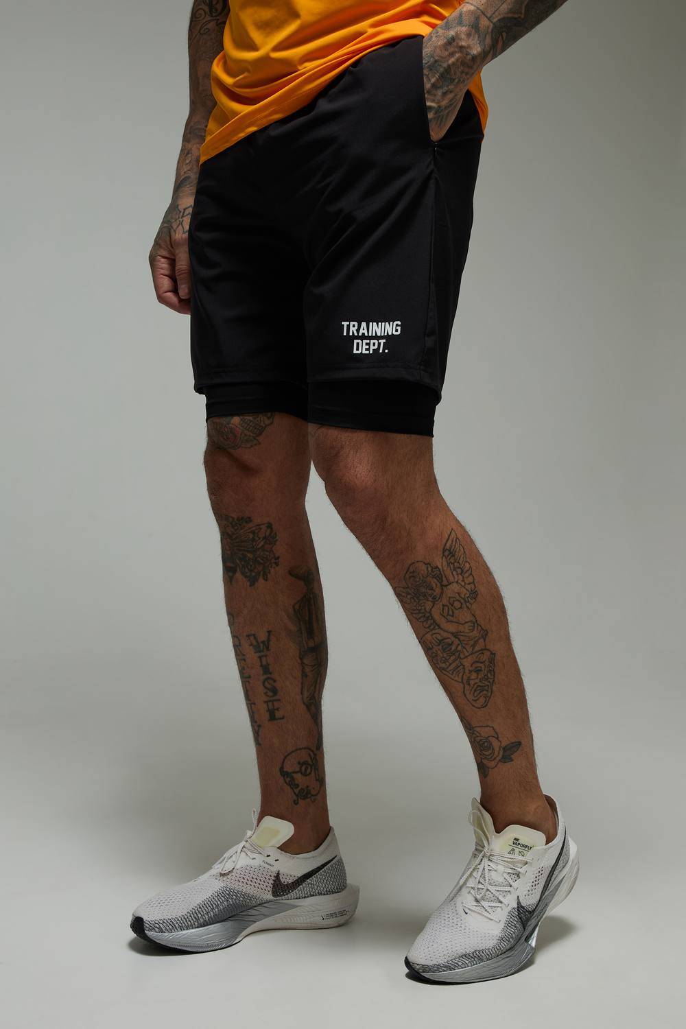 boohooMAN Men Tall Training Dept 7inch 2in1 Short in Black | Size: X-Small