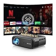 [Netflix officiellt & AI autofokus] Autofokusprojektor 4K med Wifi och Bluetooth, bärbar inbyggd 1080P smart videoprojektor inbyggd Netflix/YouTube/Prime Video/miljontals appar